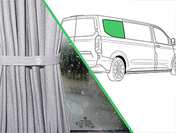 Grey Railed Curtain Rear Quarter Right SWB Custom Mk2/VW T7
