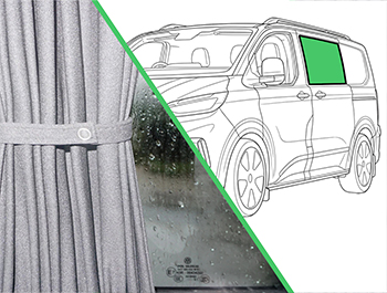 Grey Railed Curtain Sliding Door Transit Custom Mk2/VW T7