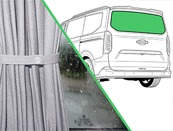 Grey Railed Curtain Tailgate Transit Custom Mk2/VW T7