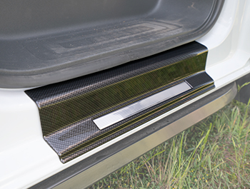 Transit Custom Mk2/VW T7 Carbon Look Steel Step Door Sill Covers