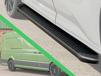 Black Aluminium Side Steps - VW Crafter 2017+ LWB/XLWB