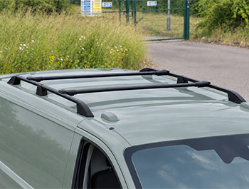 Aluminium Roof Bars with 2 Cross Bars LWB Black VW ID. Buzz