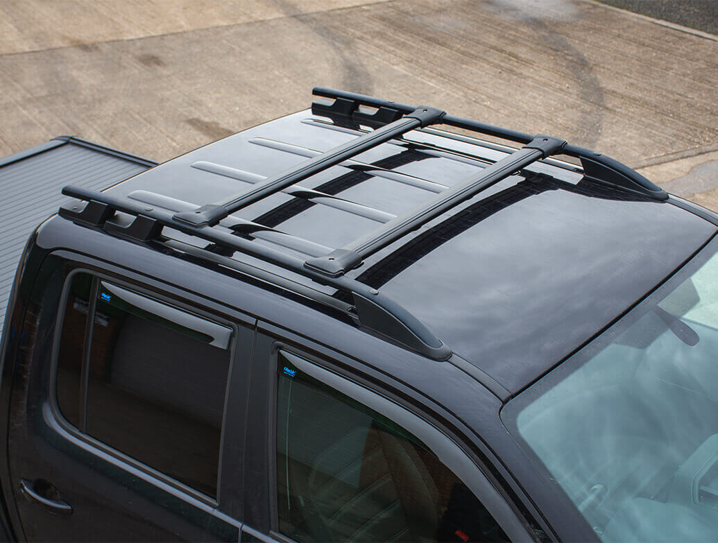 VW Amarok 2010> Black Aluminium Roof Rails & Cross Bars