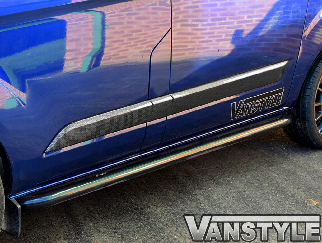 FORD TRANSIT CUSTOM CARBON ABS SIDE MOULDING TRIM COVER SET BODY