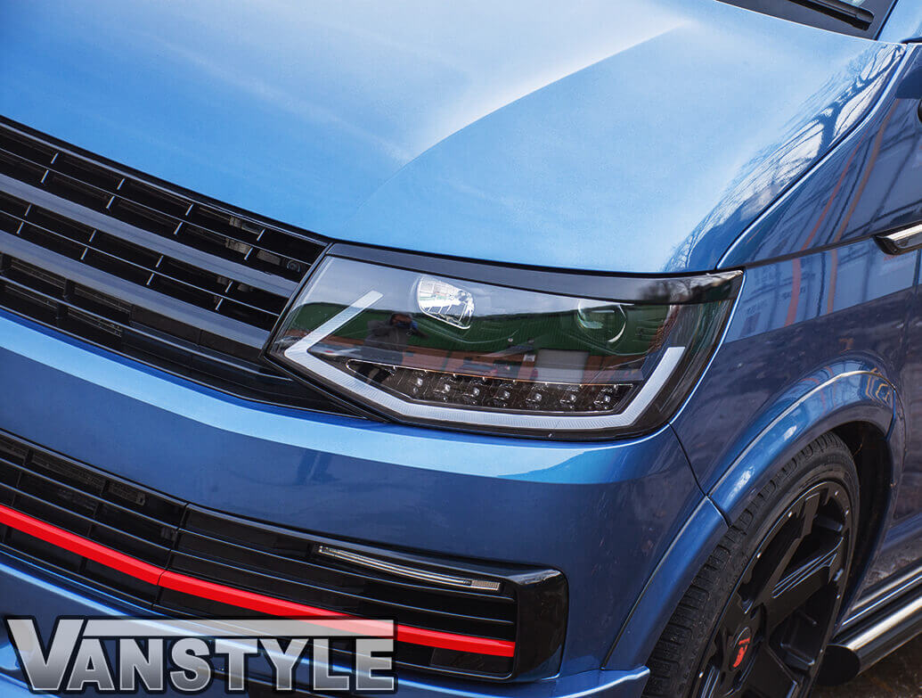 ABS Front Headlight Brows Gloss Black VW T6 2015 2019 Vanstyle