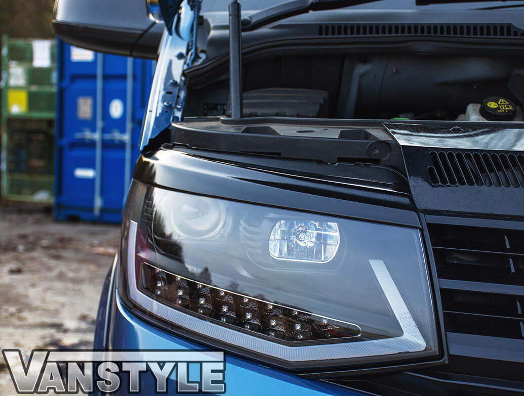 ABS Front Headlight Brows Gloss Black VW T6 2015 2019 Vanstyle