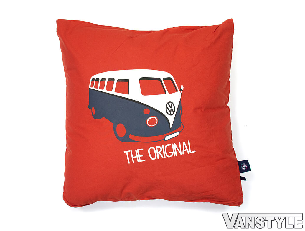 Genuine VW Campervan Heritage Cushion Red Vanstyle