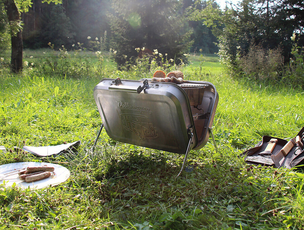 VW T1 Bulli Bus Stainless Steel Suitcase BBQ Grill - Vanstyle