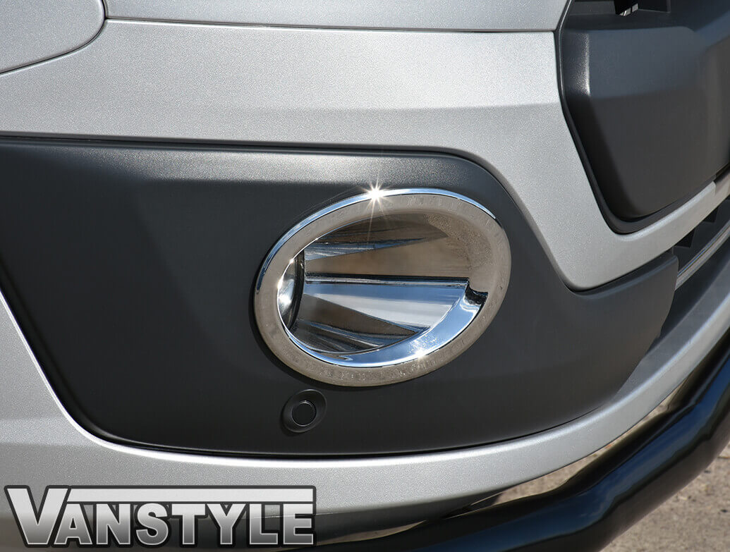 FITS FORD TRANSIT CUSTOM 12>18 CHROME FRONT FOG LAMP COVERS FOG