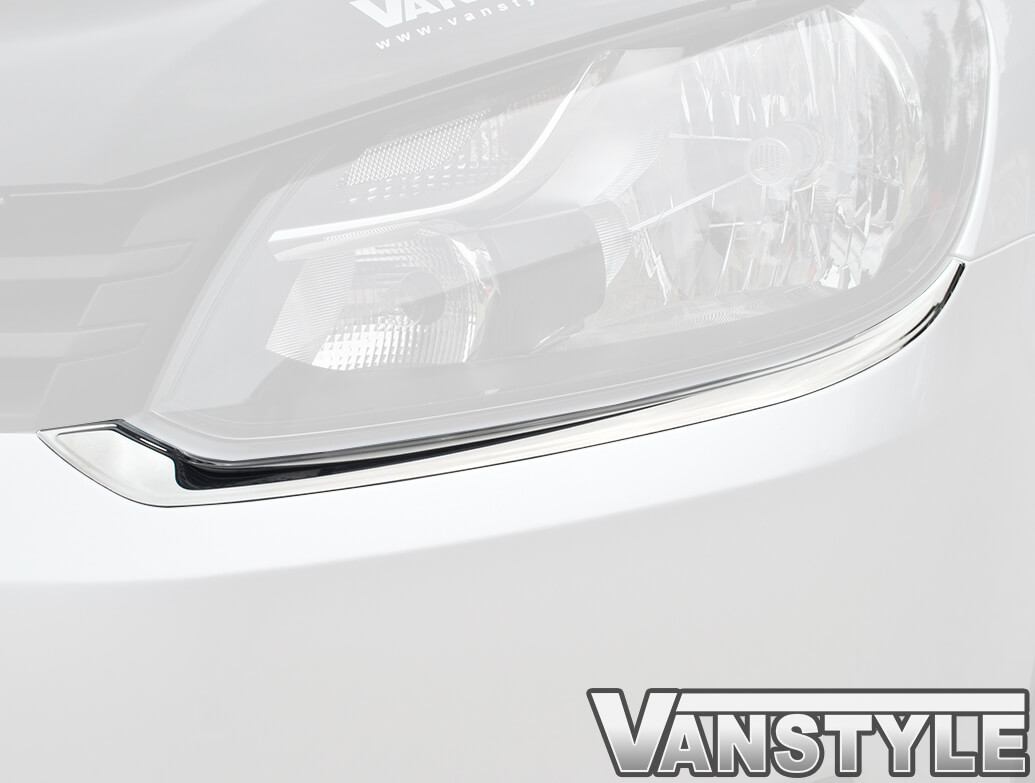 Stainless Steel Front Headlight Trim Surround - VW Caddy 10>15