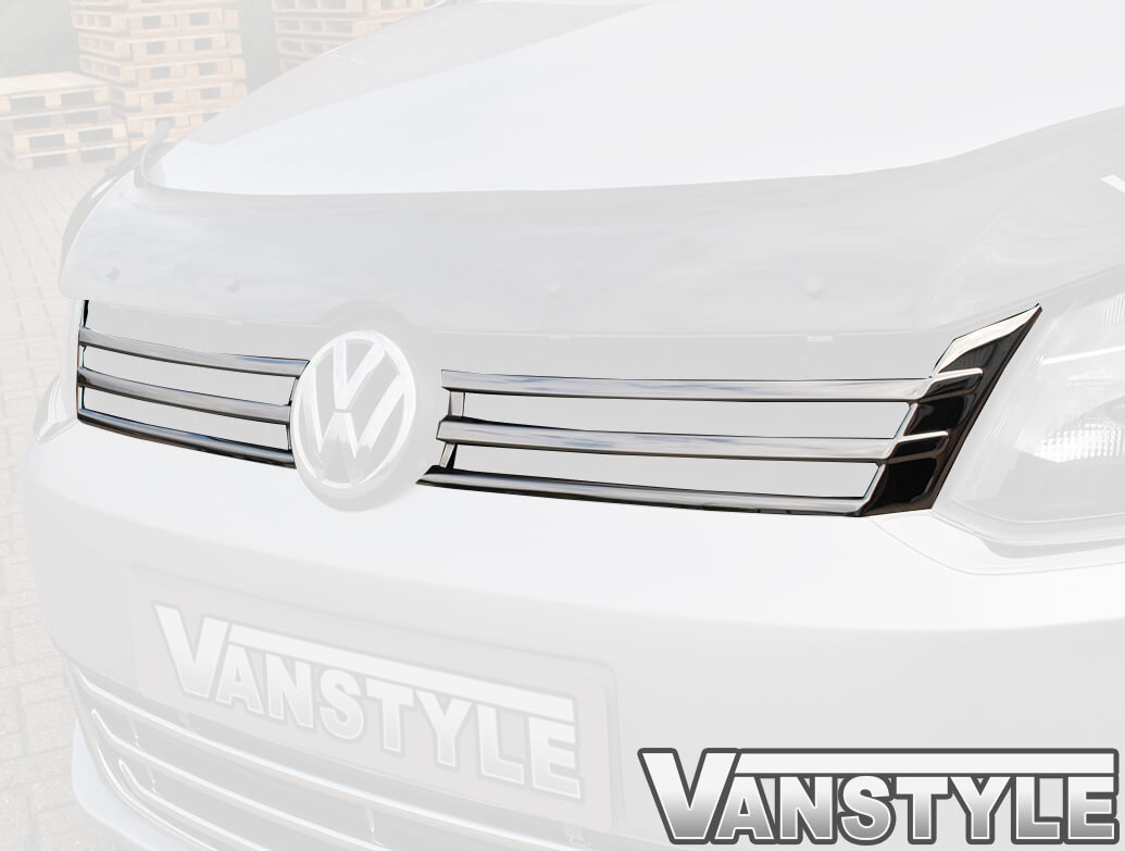 VW CADDY 2010-15 FRONT 5 PIECE GRILLE S.STEEL GRILL LOWER CHROME POLISHED TRIM 
