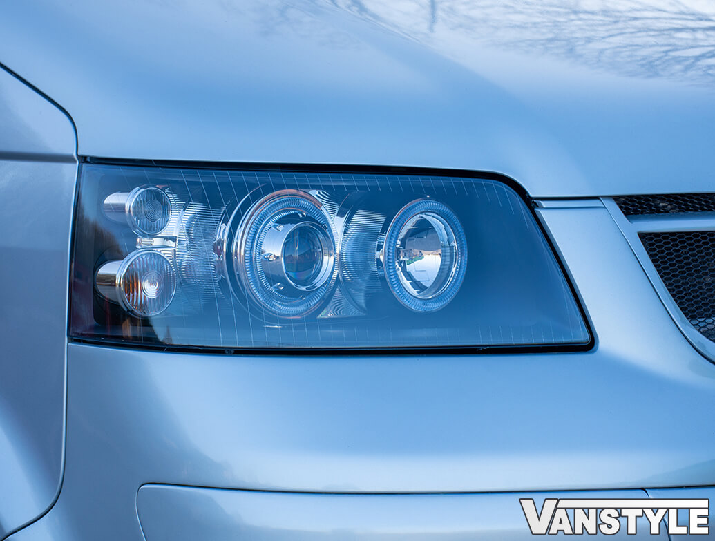Headlights Set Black With Angel Eye Side Light Vw T5 2003 09 Vanstyle