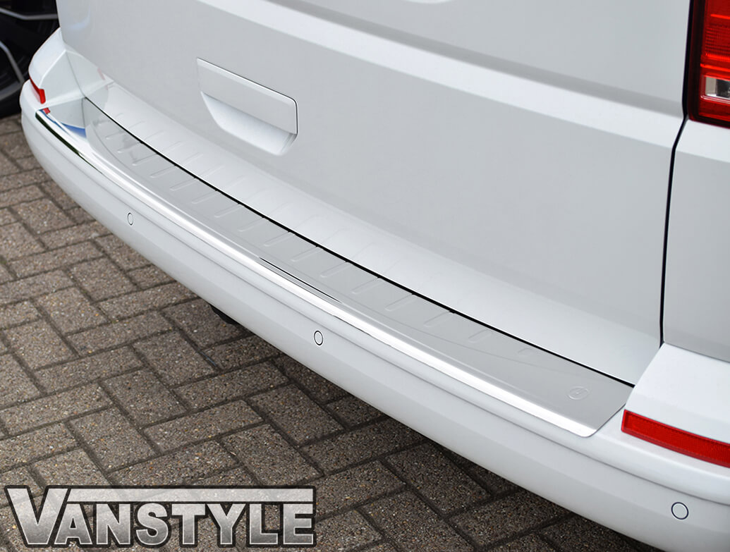 GENUINE VW TRANSPORTER T6 SILVER REAR BUMPER PROTECTOR FOR MODELS WITH TAILGATE 
