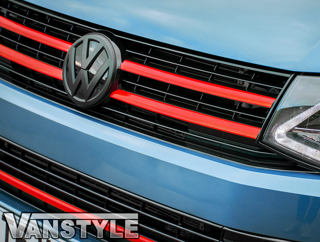 Red Edition 2-Piece - Front Grille Upper Trim - VW T6 2015>