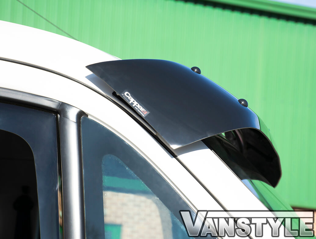 Solid Sunvisor Wind Deflector – Ford Transit MK9 2019+, Front, Black, UK Made