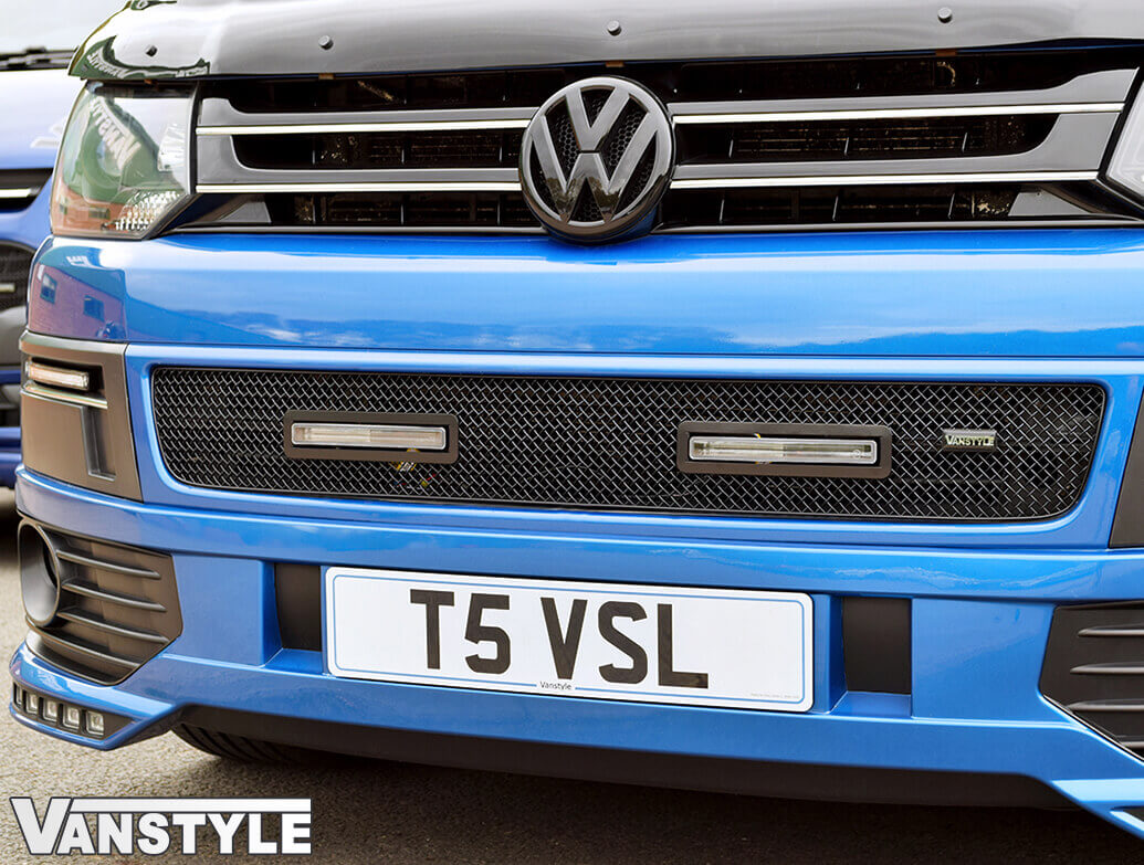 DRL Vanstyle Sport Black Mesh Grille With DRL Lamps VW T5