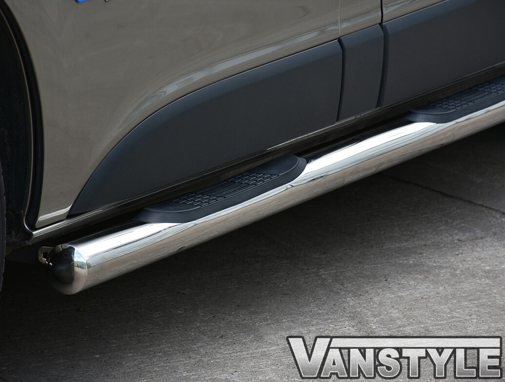 76mm Stainless Steel Side Bars (3xSteps) Vivaro/Trafic/Primastar