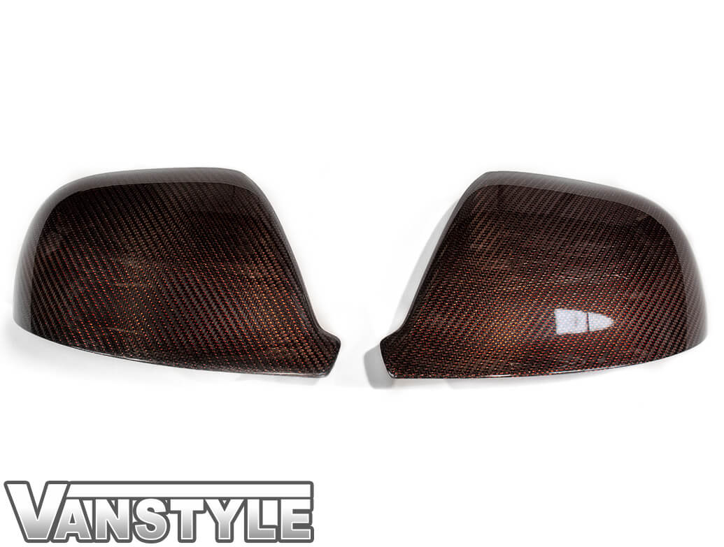 Red Real Carbon Fibre Mirror Covers - VW T5 10>15 & T6 15>