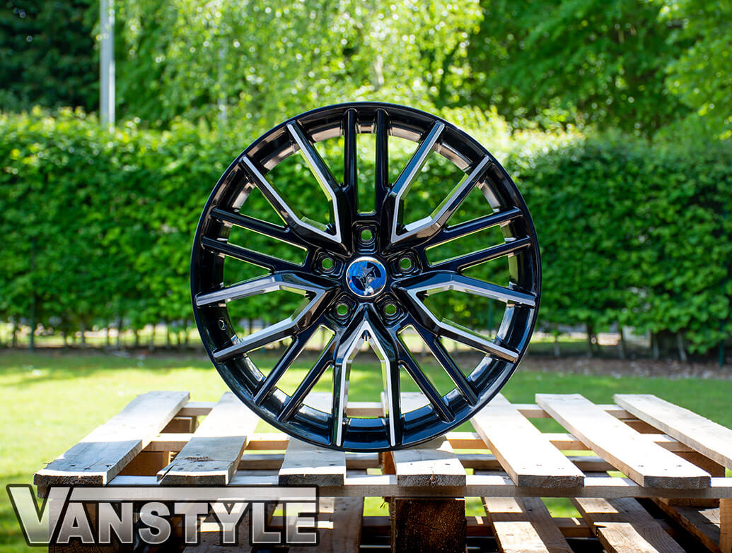 Wolfhart Vortex Black Polished 18 8J Alloy Wheels - VW T5 T6 - Vanstyle