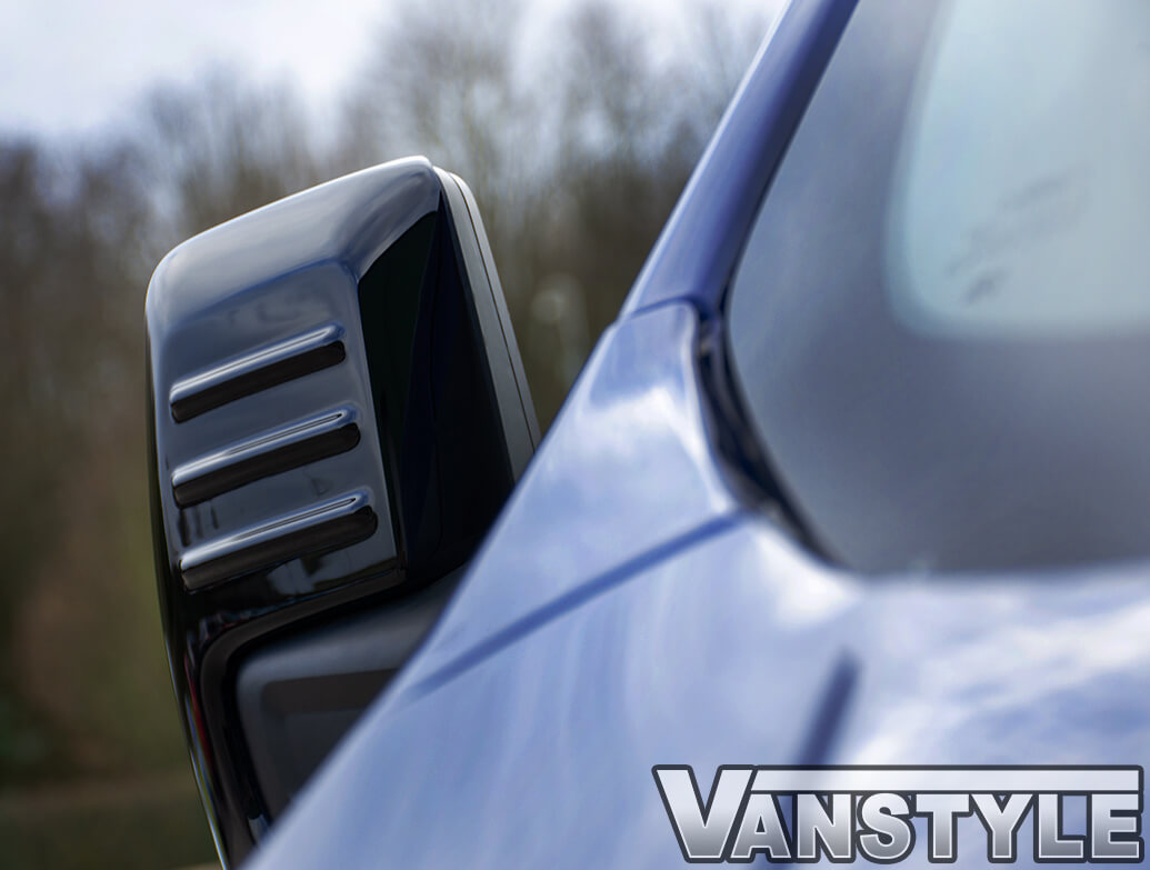 Gloss Black Wing Mirror 5-Door Handle Covers Set For Ford Transit Custom (2012+)