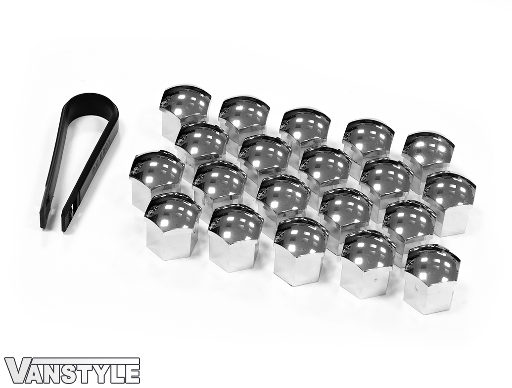 Chrome nut cover caps 19mm wheel screw bolts for VW Audi BMW RENAULT