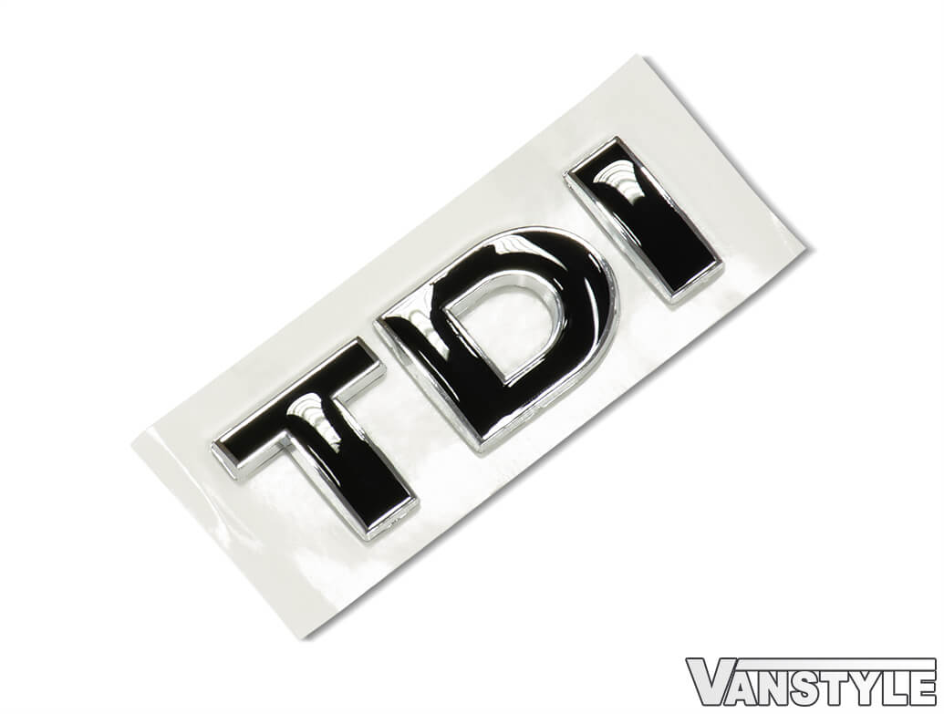 TDI Rear Boot Badge Gloss Black & Gloss Black with Chrome Edge