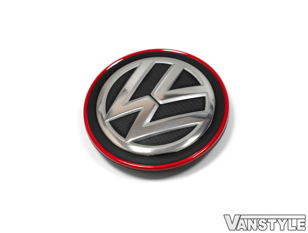 Genuine VW Alloy Wheel Centre Hub Cap 65mm with Red Edge