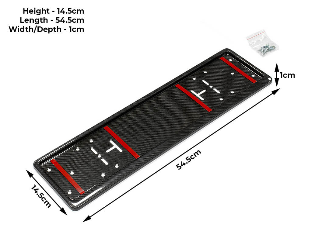 Pair Of Genuine 3D Carbon Fibre Number Plate Surrounds - UK/EU Size, Black, High Quality