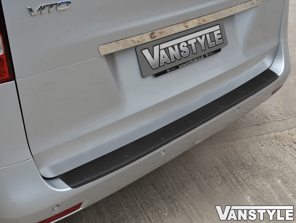 ALVM Black Chrome Bumper Protector Scratch Guard For Mercedes Vito W447 (2015+) - Rear, ALVM361064