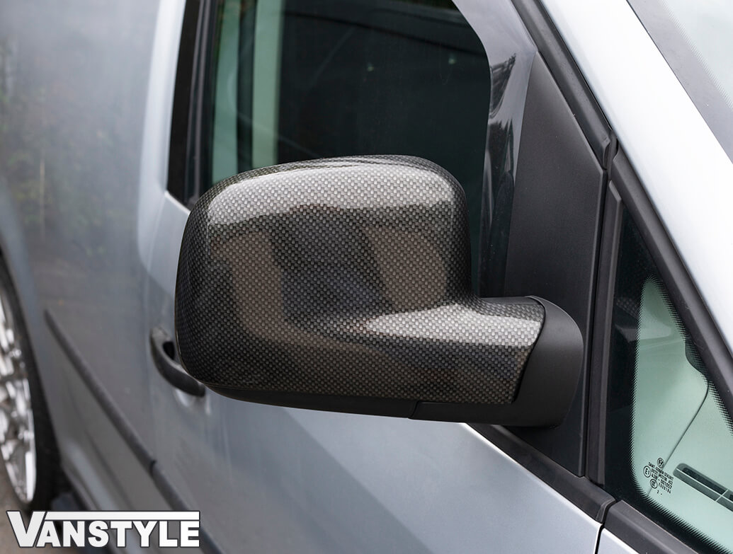 Carbon Brushed Alloy Effect Mirror Covers VW T5 VW Caddy - Vanstyle