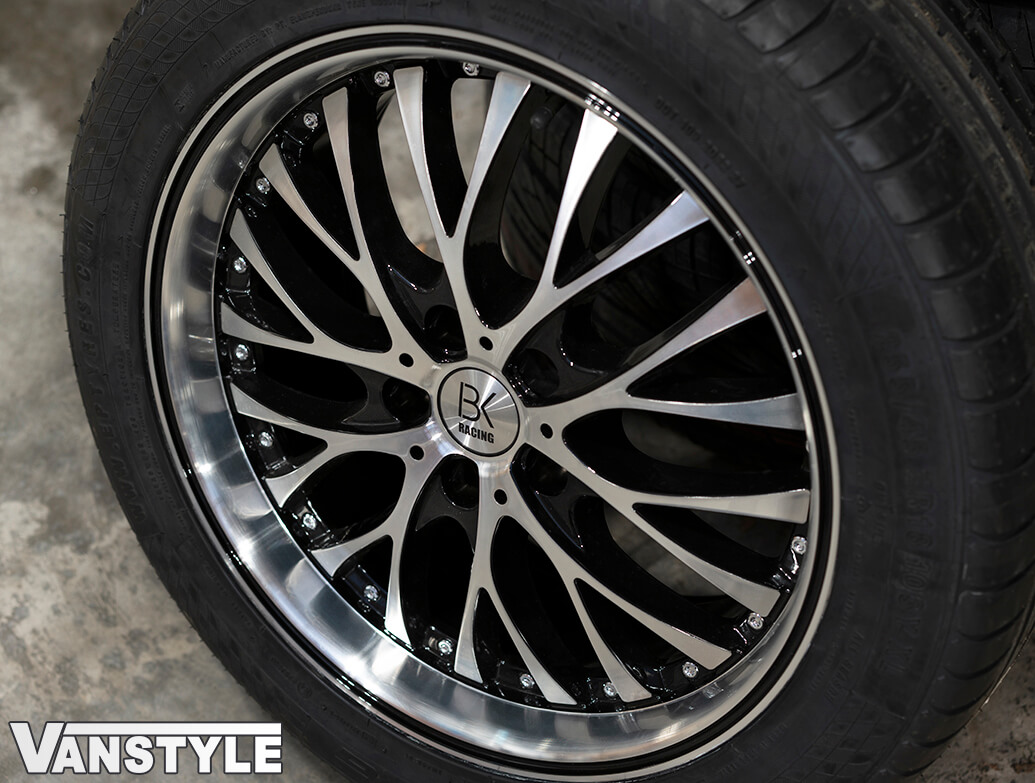 BK Racing BK861 Black Polished 18x8 VW Caddy Wheel Tyres - Vanstyle