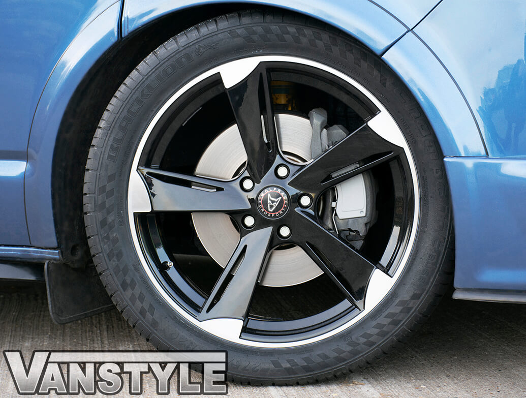 Wolfrace Genesis Black & Polished 20\" VW T5 T6 Alloy Wheels