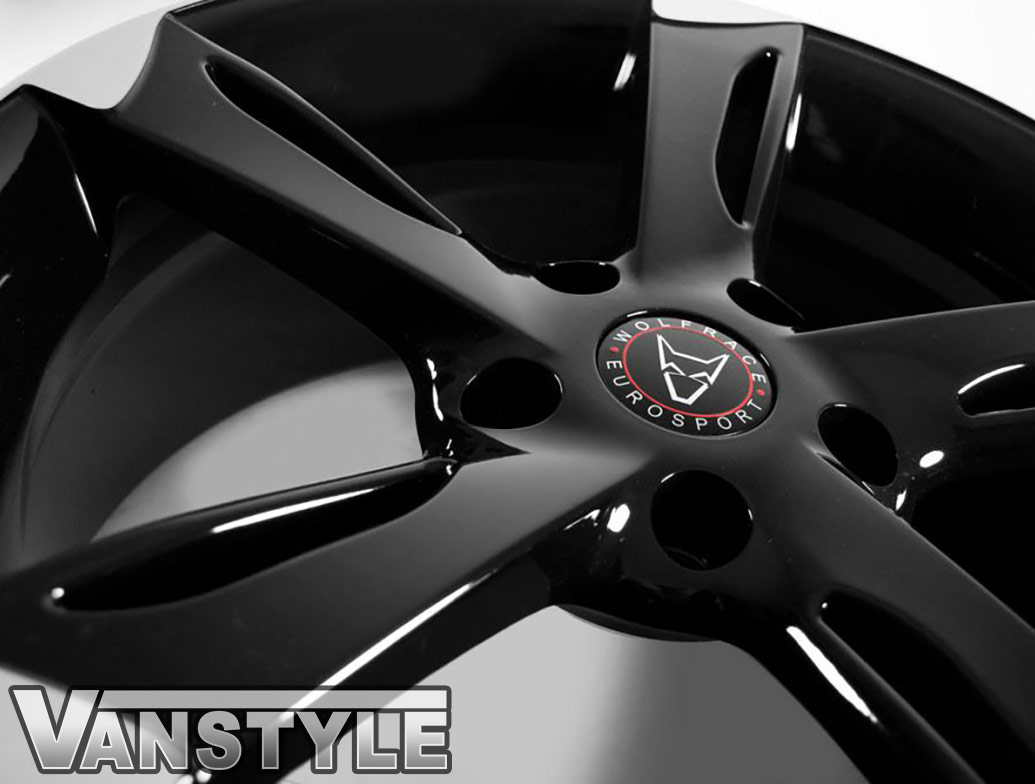 Wolfrace Genesis Gloss Black Polished 18\" VW T5 T6 Alloy Wheels