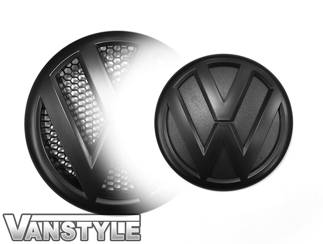 FOR VW T5 TRANSPORTER 2010-15 OEM STYLE REPLACEMENT FRONT REAR MATTE BLACK BADGE