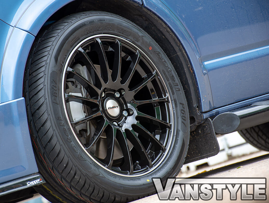 Calibre DRC Rapide Gloss Black 18\" - VW T5 T6 Wheel & Tyre Set