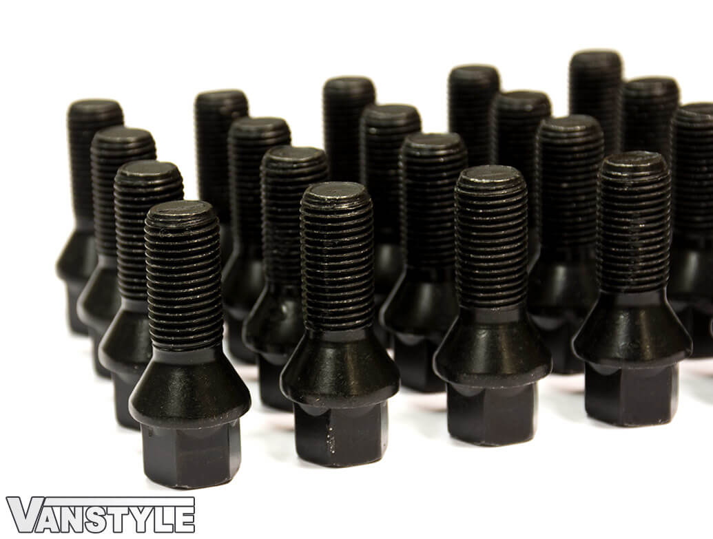 VAUXHALL VIVARO 01>14 GLOSS BLACK ALLOY WHEEL BOLTS NUTS SET OF 20 M14