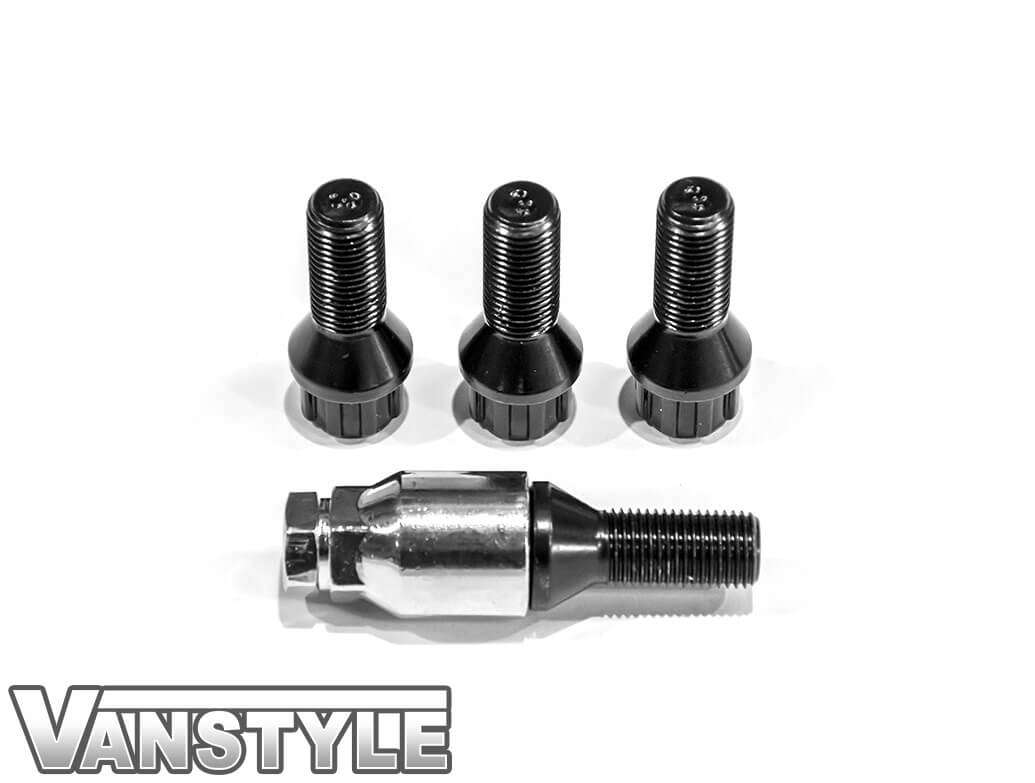 VAUXHALL VIVARO 0114 SECURE ANTITHEFT GLOSS BLACK LOCKING WHEEL BOLT