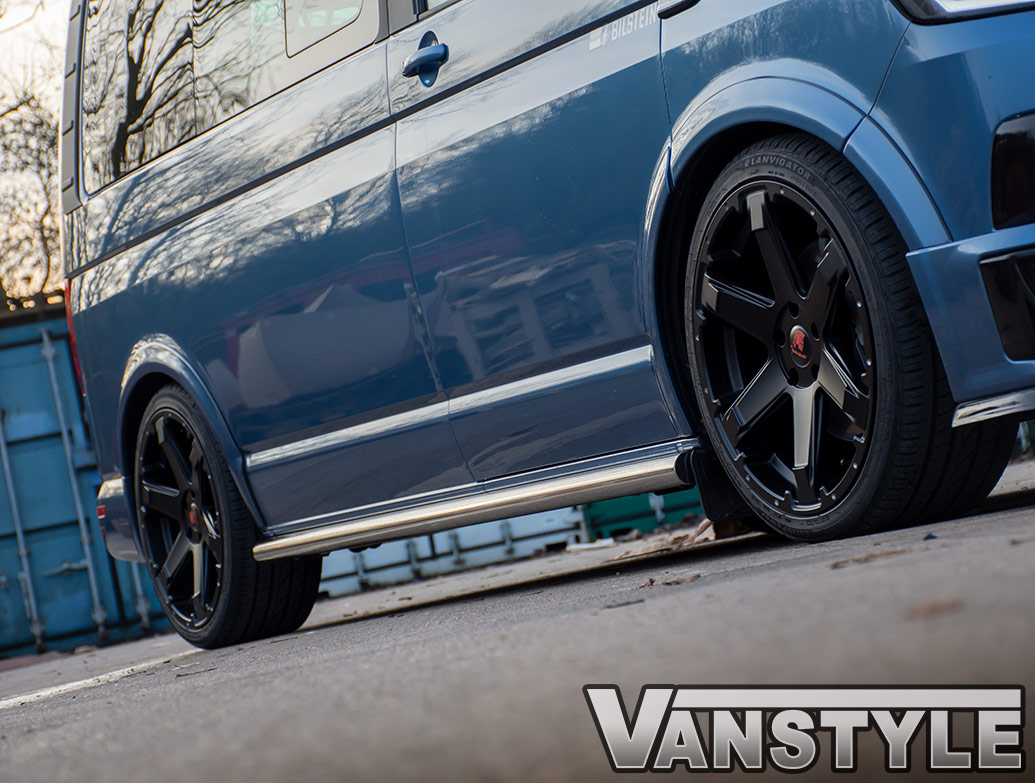 Polished Chrome 60mm Straight Cut Side Bars VW T5 T6 Vanstyle