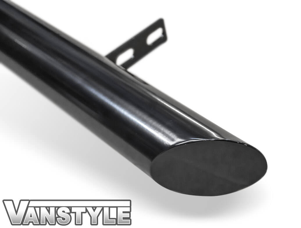 Gloss Black 76mm Slash Side Bars VW T5 T6 Vanstyle
